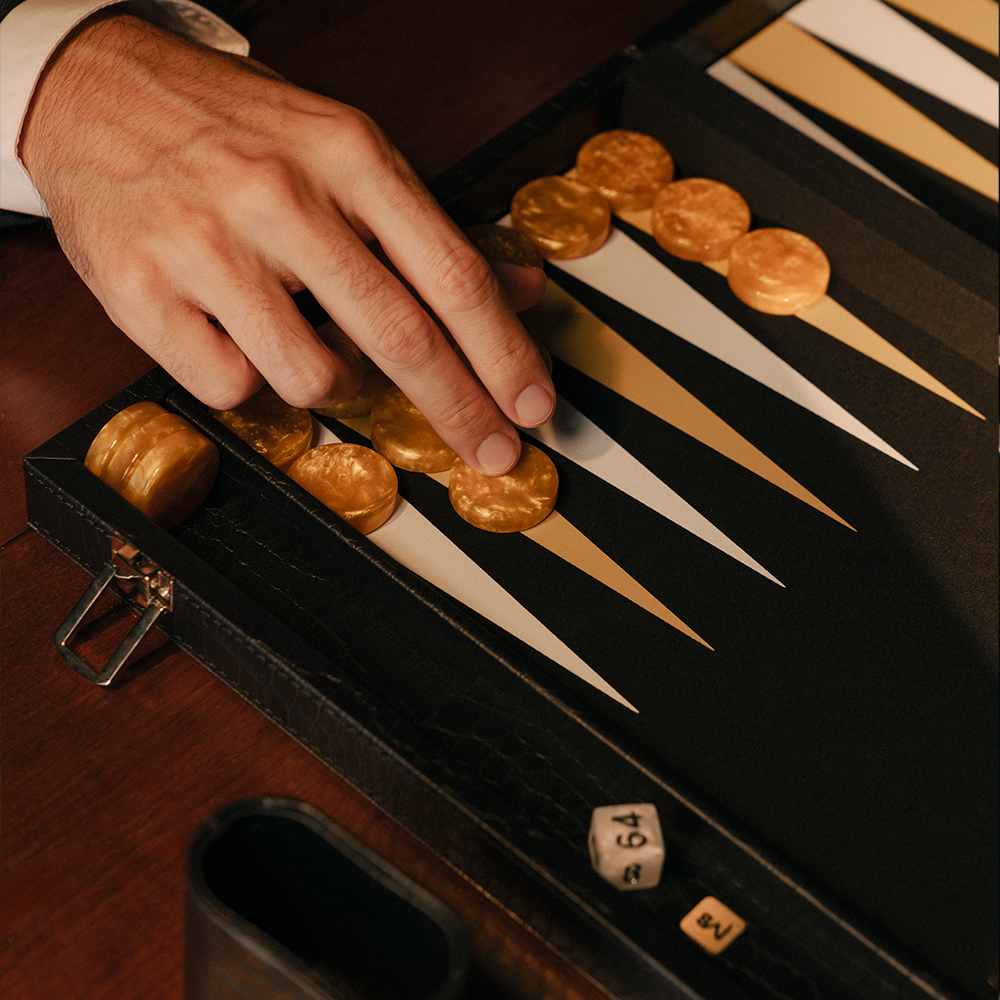 Alligator Backgammon - Carbon Onyx