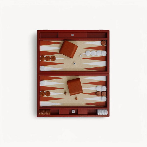 Jeu de backgammon nomade Paris-Louxor - Rouge | Hermès France