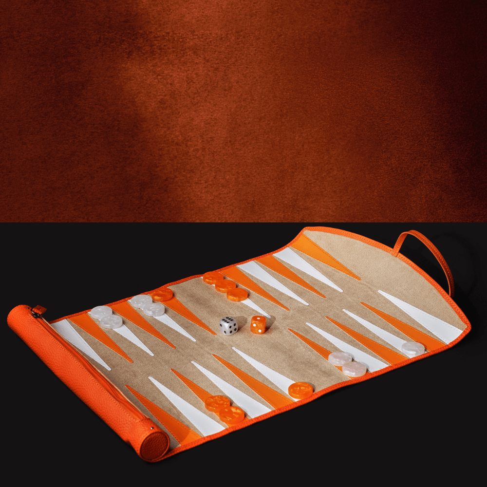 Travel Backgammon in Deep Amber